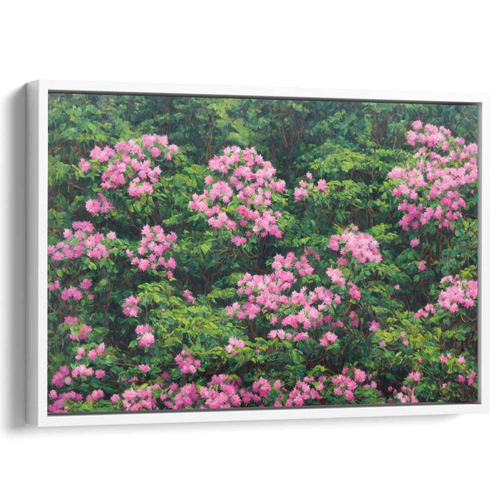 Whispers of Petal Mist: Lush Pink Blossoms in Misty Greens Canvas Art
