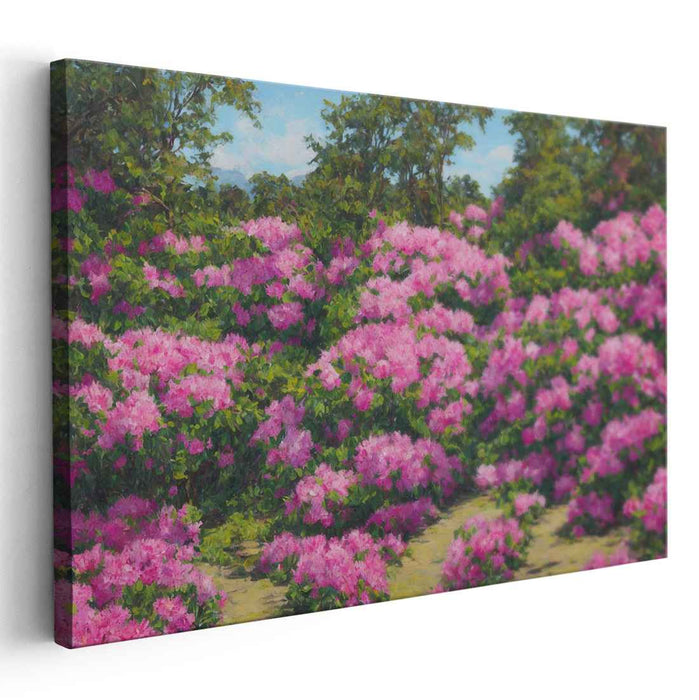 Petal Mirage: Impressionist Pink Flower Canvas Art Print