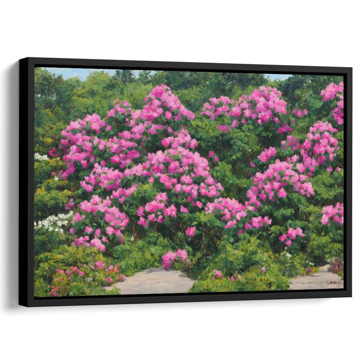 Petals Dance in Sunlight Delight: Vibrant Garden of Pink Crepe Myrtles Canvas Art