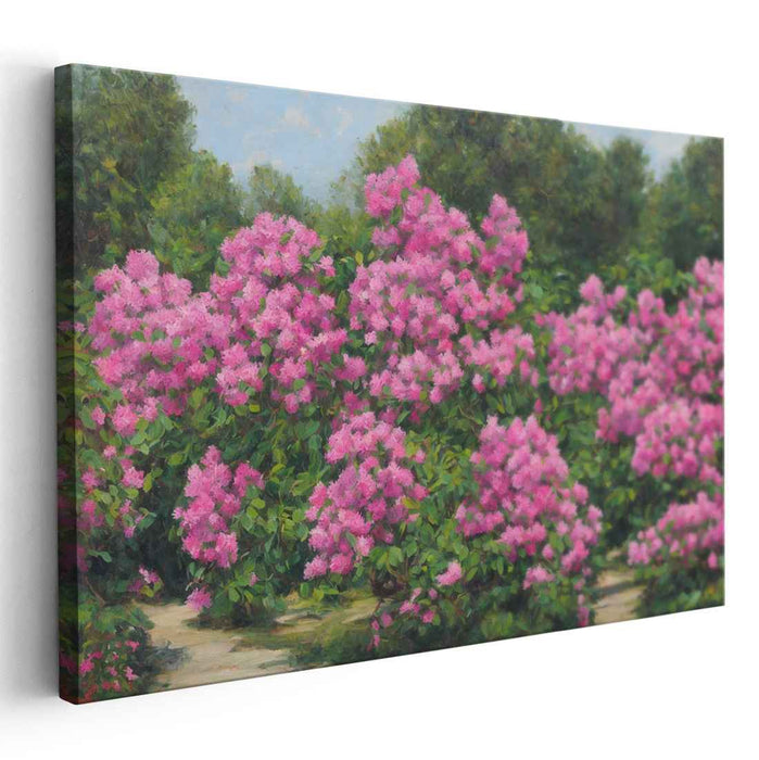 Blossom Symphony in Magenta: Lush Pink Rhododendron Garden Canvas Art
