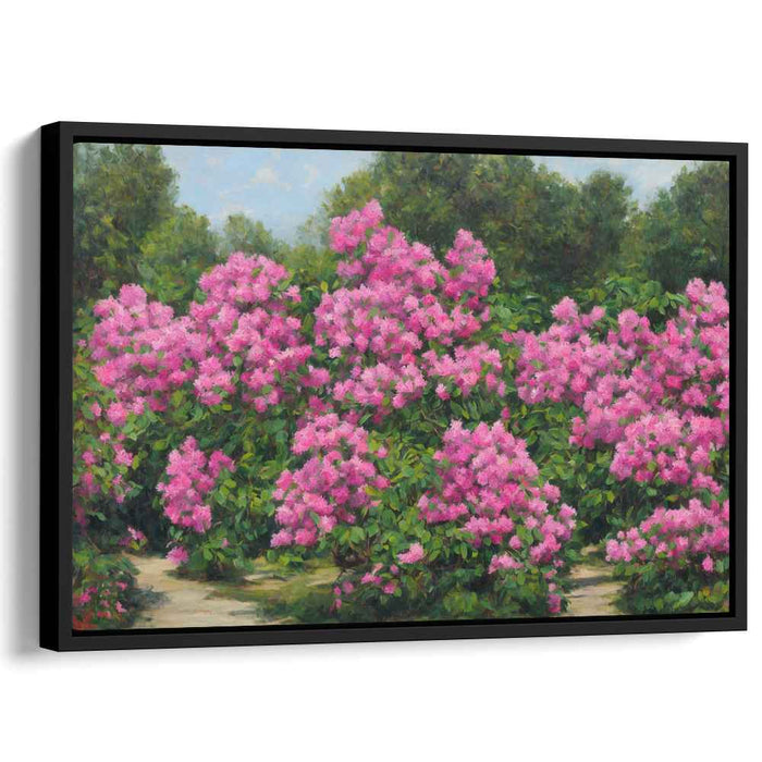 Blossom Symphony in Magenta: Lush Pink Rhododendron Garden Canvas Art