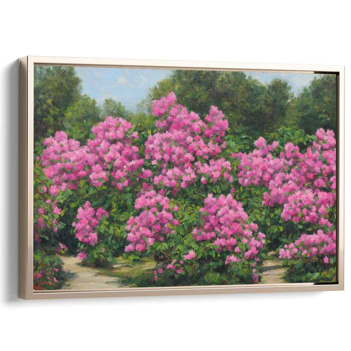 Blossom Symphony in Magenta: Lush Pink Rhododendron Garden Canvas Art