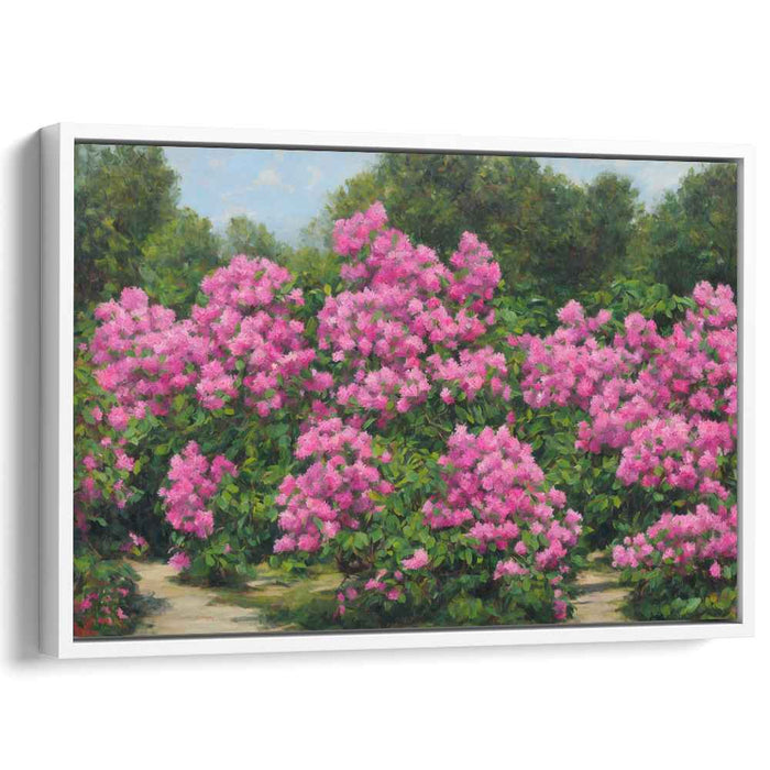 Blossom Symphony in Magenta: Lush Pink Rhododendron Garden Canvas Art