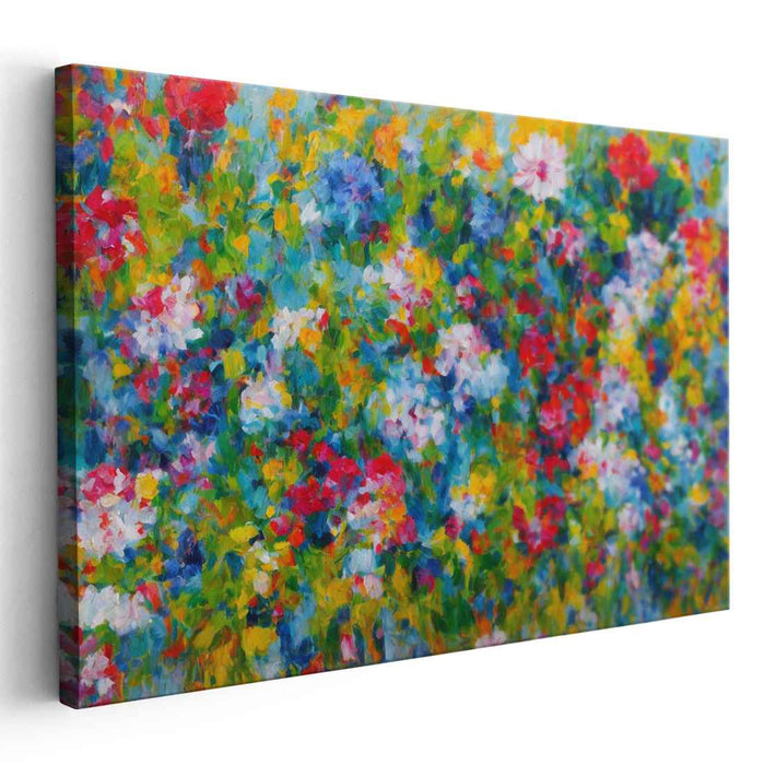 Tangled Blooms Unraveled: Vibrant Abstract Garden Canvas Art Print