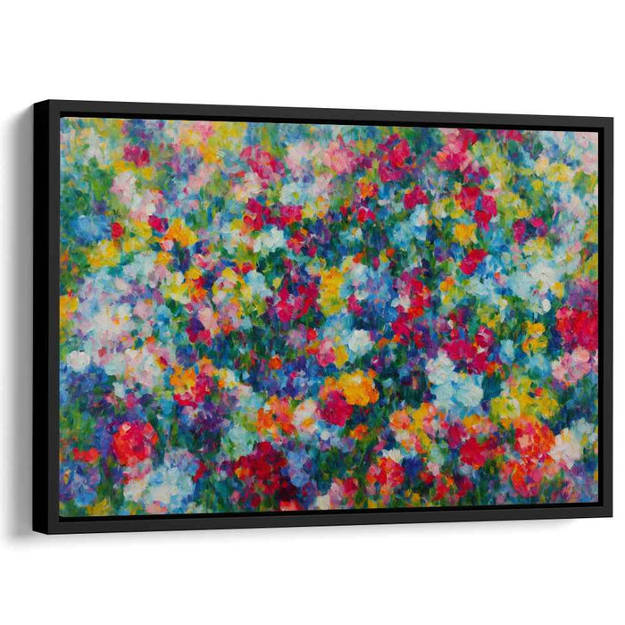 Dotted Petal Fusion: Abstract Pointillist Floral Canvas Art Print