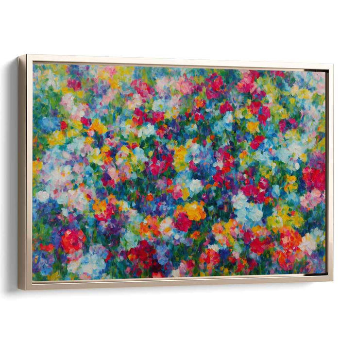 Dotted Petal Fusion: Abstract Pointillist Floral Canvas Art Print