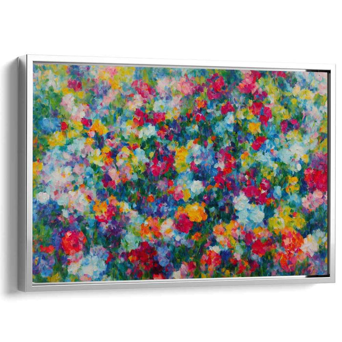 Dotted Petal Fusion: Abstract Pointillist Floral Canvas Art Print