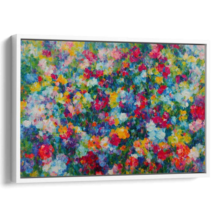 Dotted Petal Fusion: Abstract Pointillist Floral Canvas Art Print