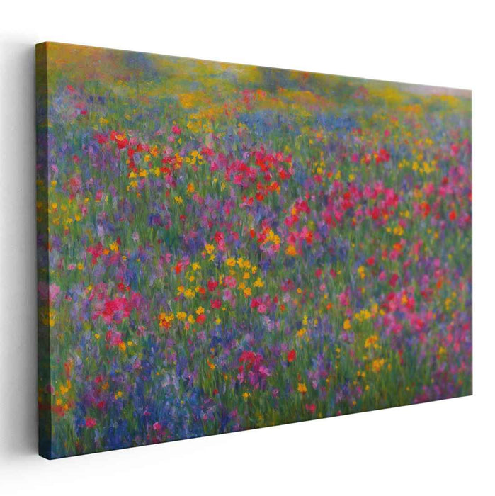 Pastel Fields Symphony: Impressionist Meadow Canvas Art Print