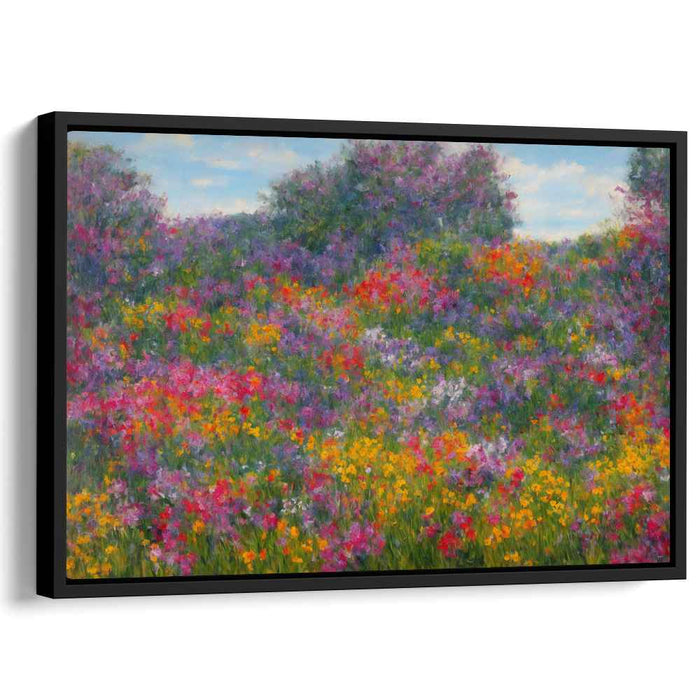 Impressionist Garden Symphony: A Lush Impressionist Meadow Canvas Art Print