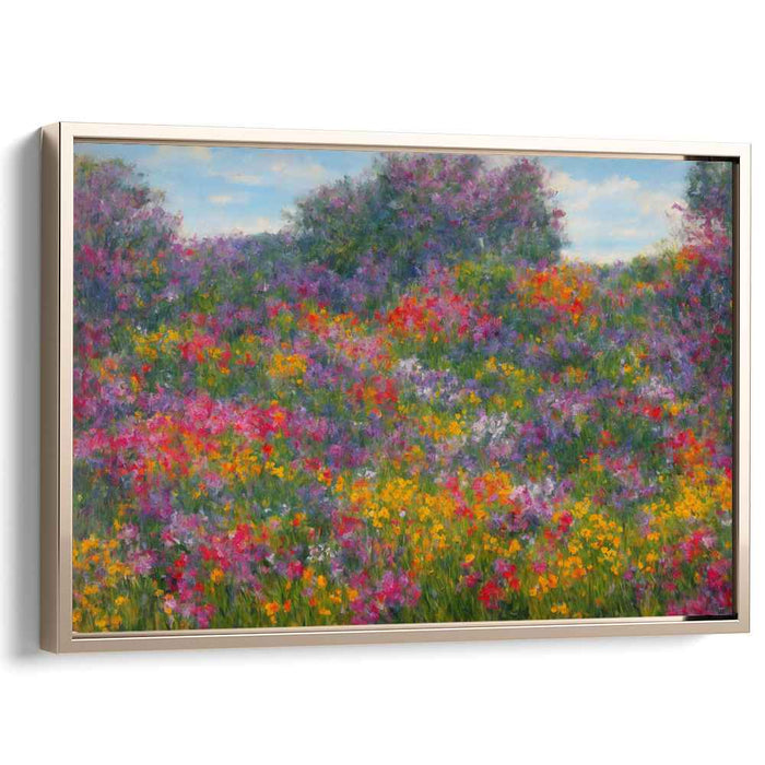 Impressionist Garden Symphony: A Lush Impressionist Meadow Canvas Art Print