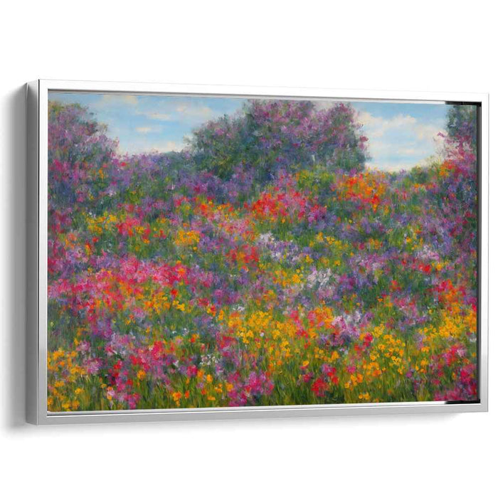 Impressionist Garden Symphony: A Lush Impressionist Meadow Canvas Art Print