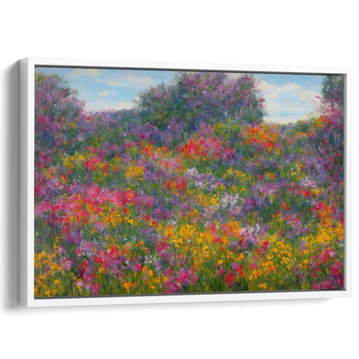 Impressionist Garden Symphony: A Lush Impressionist Meadow Canvas Art Print
