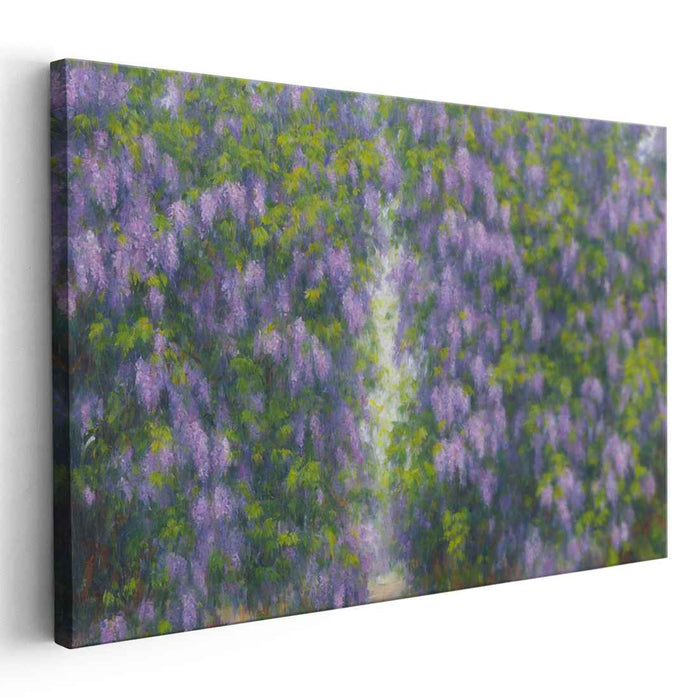 Whispers of Purple Canopy: A Lush Wisteria Canopy Canvas Art Print