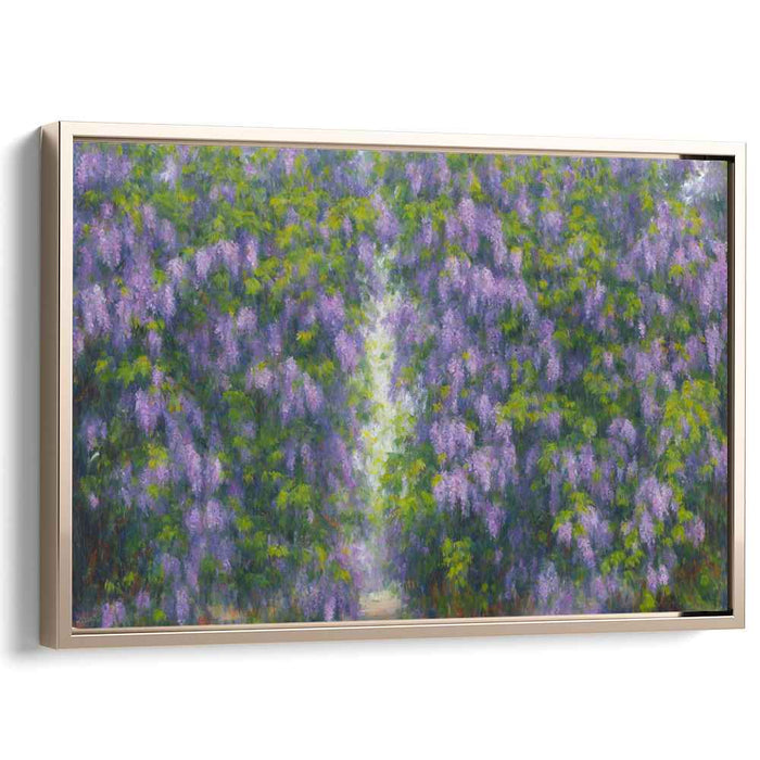 Whispers of Purple Canopy: A Lush Wisteria Canopy Canvas Art Print