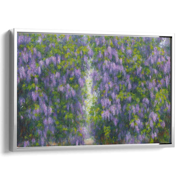 Whispers of Purple Canopy: A Lush Wisteria Canopy Canvas Art Print