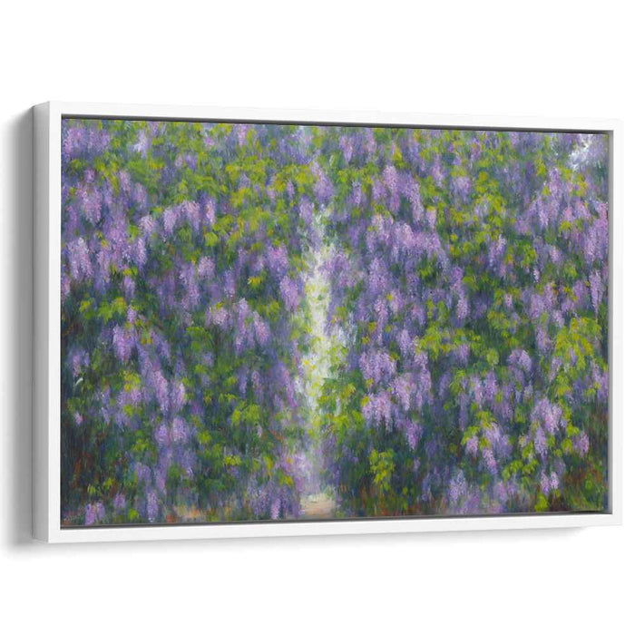 Whispers of Purple Canopy: A Lush Wisteria Canopy Canvas Art Print
