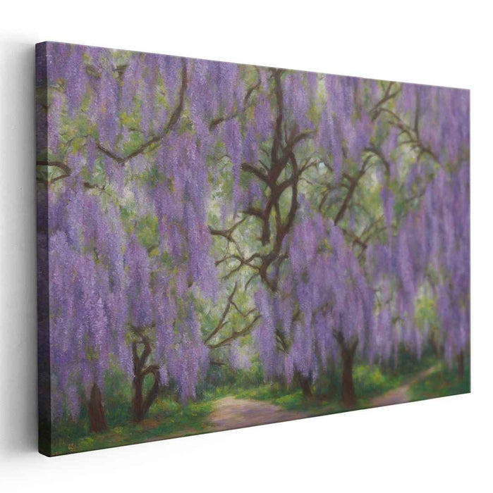 Purple Whisper in Bloom: A Mesmerizing Wisteria Wonderland Canvas Art Print