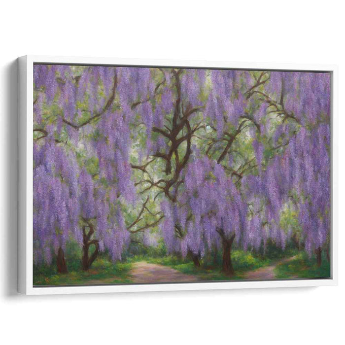 Purple Whisper in Bloom: A Mesmerizing Wisteria Wonderland Canvas Art Print