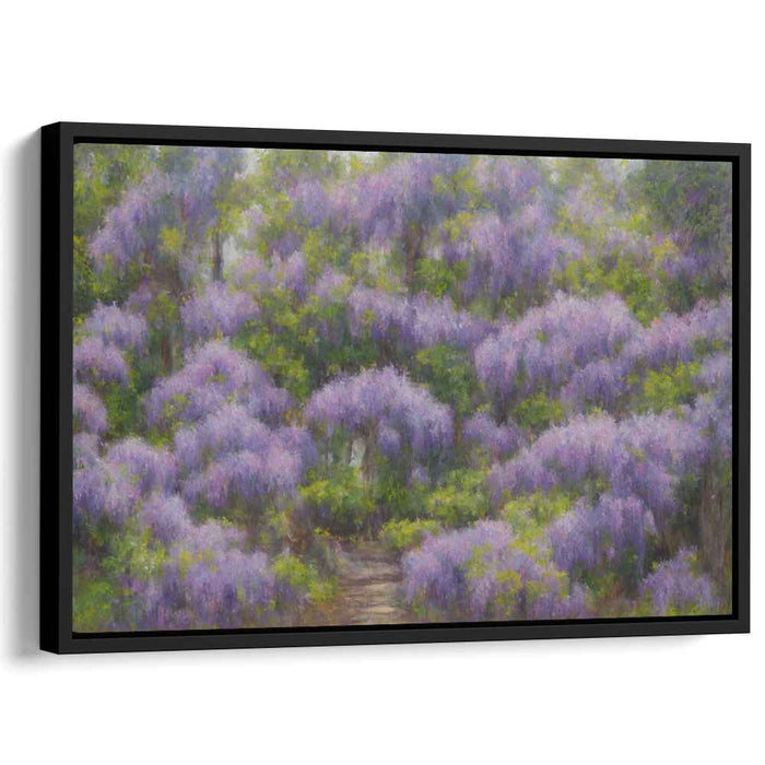 Whispers Amongst Flowers: Impressionist Garden Path Canvas Art