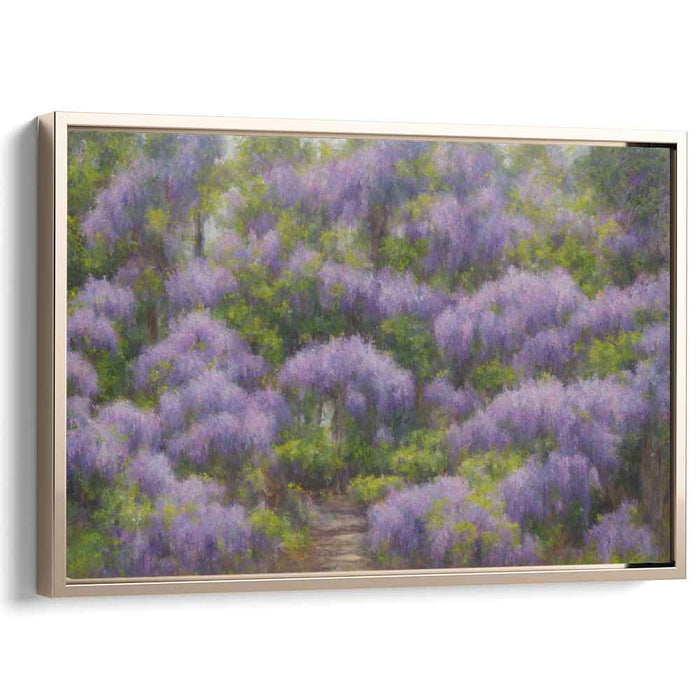 Whispers Amongst Flowers: Impressionist Garden Path Canvas Art