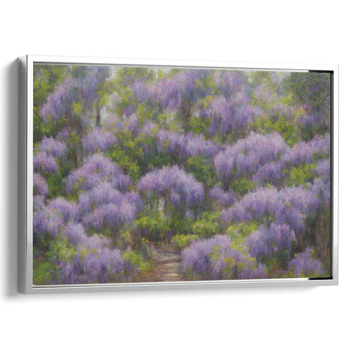Whispers Amongst Flowers: Impressionist Garden Path Canvas Art