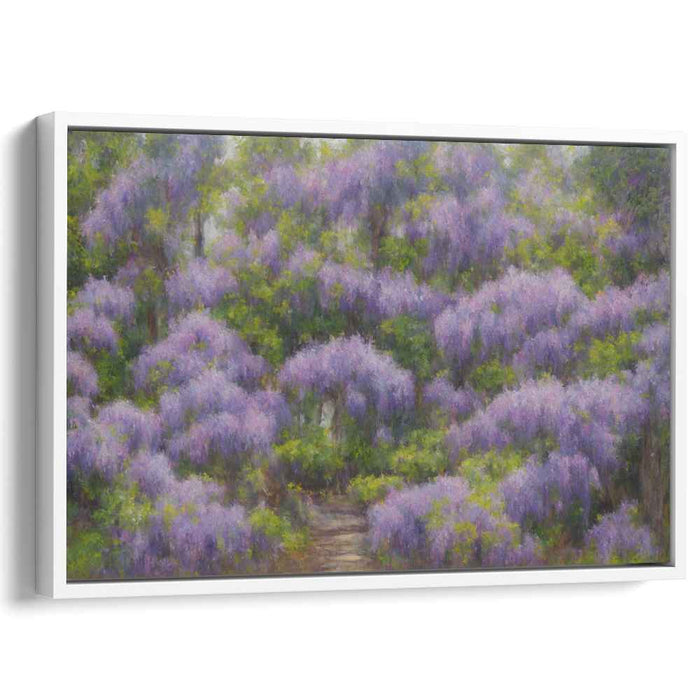 Whispers Amongst Flowers: Impressionist Garden Path Canvas Art
