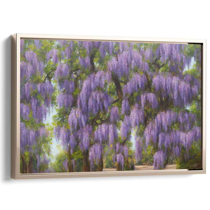 Whispering Moonlit Blossoms: Serene Wisteria Tree Canvas Art Print