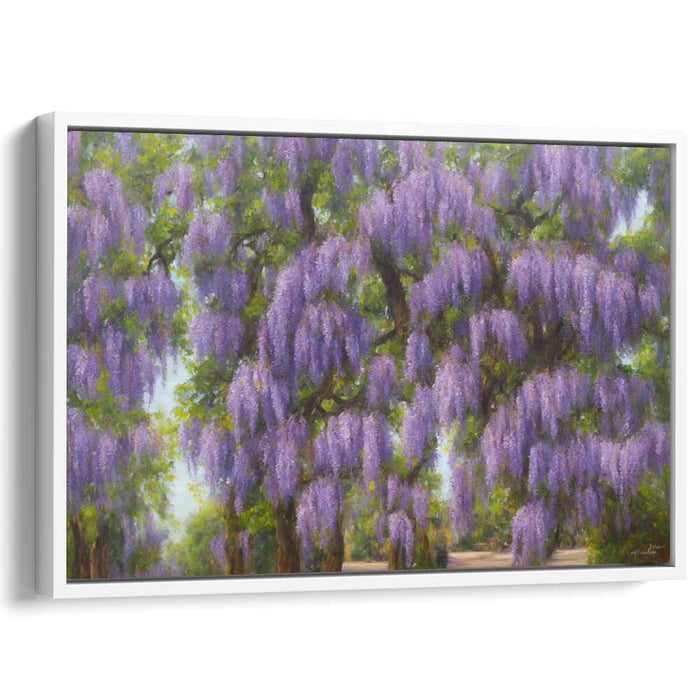 Whispering Moonlit Blossoms: Serene Wisteria Tree Canvas Art Print