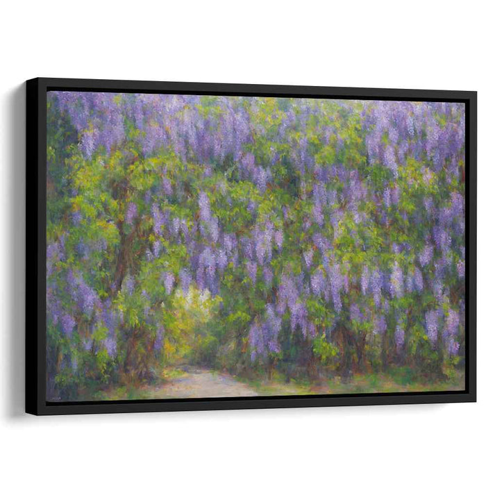 Tranquil Wisteria Pathway: Impressionist Floral Landscape Canvas Art Print