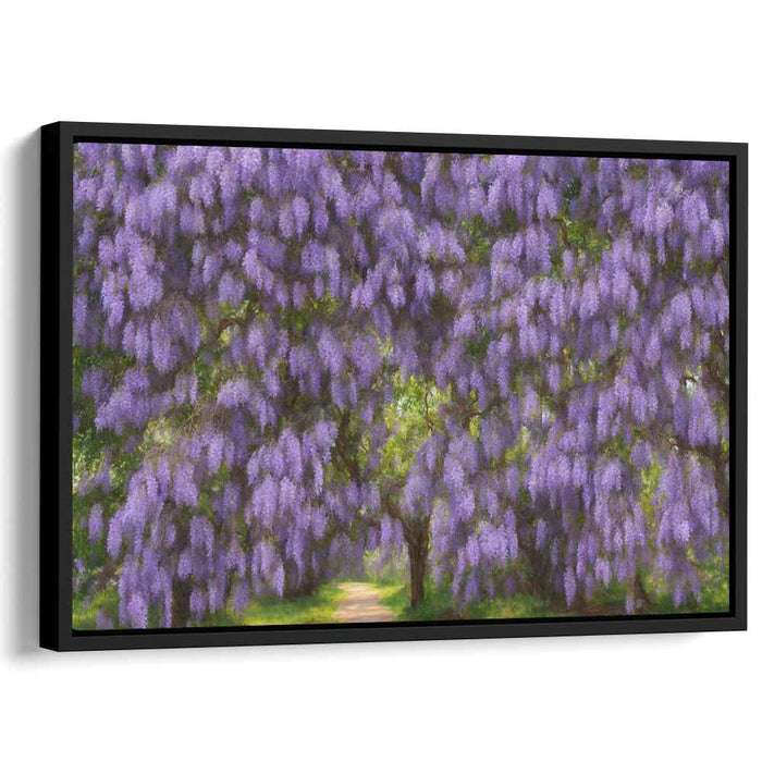 Enchanted Petal Trail: A Pathway Under Blossoming Trees Canvas Art