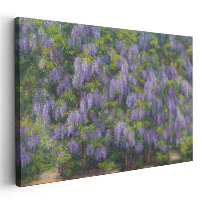 Lavender Dreamscapes Symphony: Impressionist Purple Floral Landscape Canvas Art Print