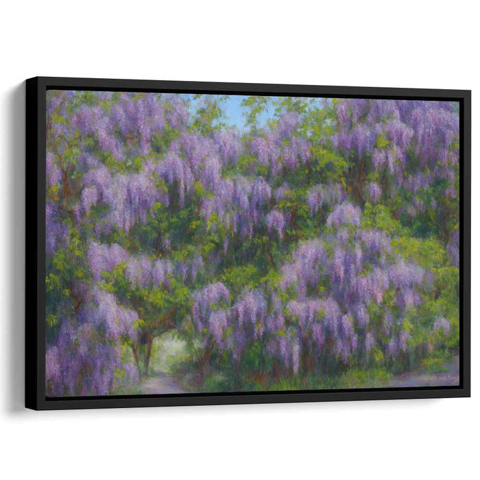 Whispering Violet Serenade: A Lush Impressionist Wisteria Garden Canvas Art Print
