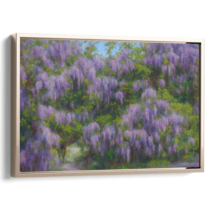 Whispering Violet Serenade: A Lush Impressionist Wisteria Garden Canvas Art Print