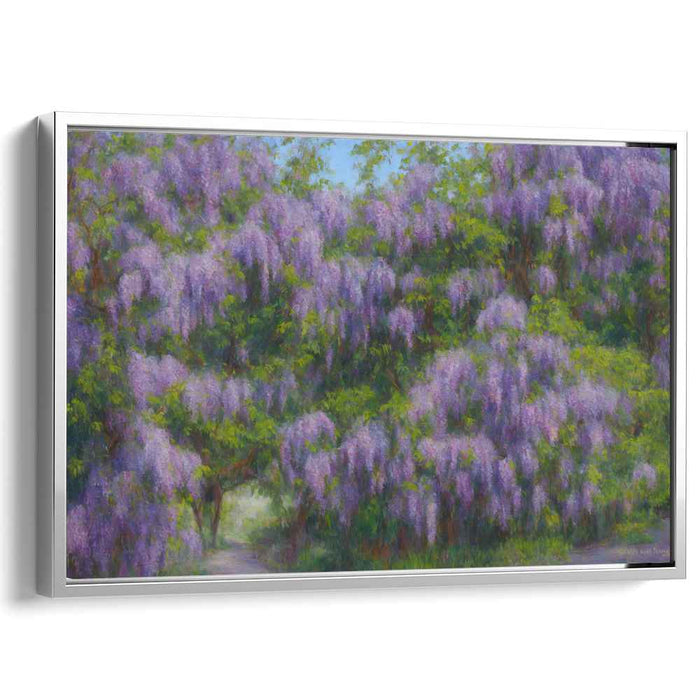 Whispering Violet Serenade: A Lush Impressionist Wisteria Garden Canvas Art Print
