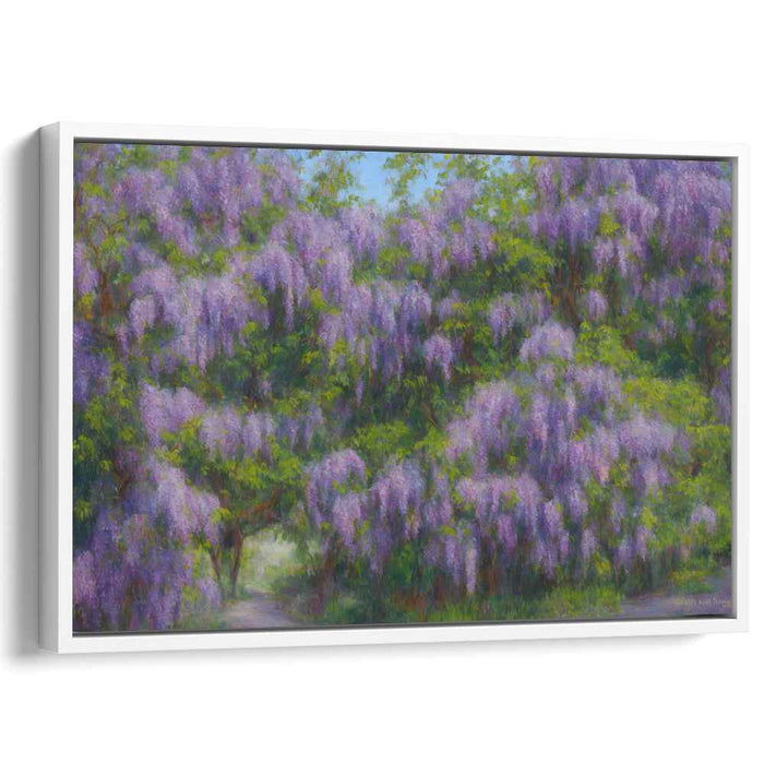 Whispering Violet Serenade: A Lush Impressionist Wisteria Garden Canvas Art Print