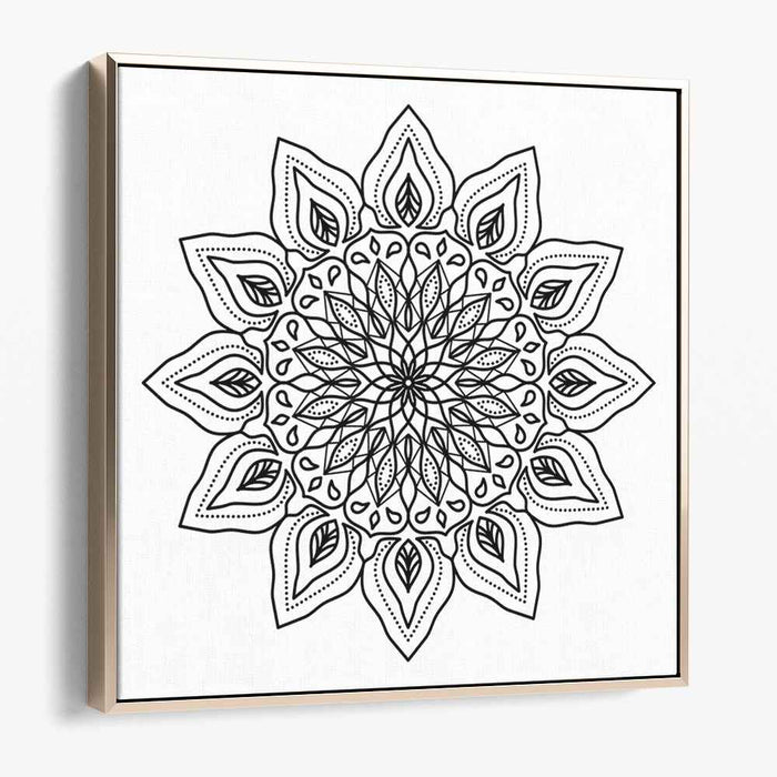 Intricate Black and White Mandala: Symmetrical Serenity Canvas Art Print
