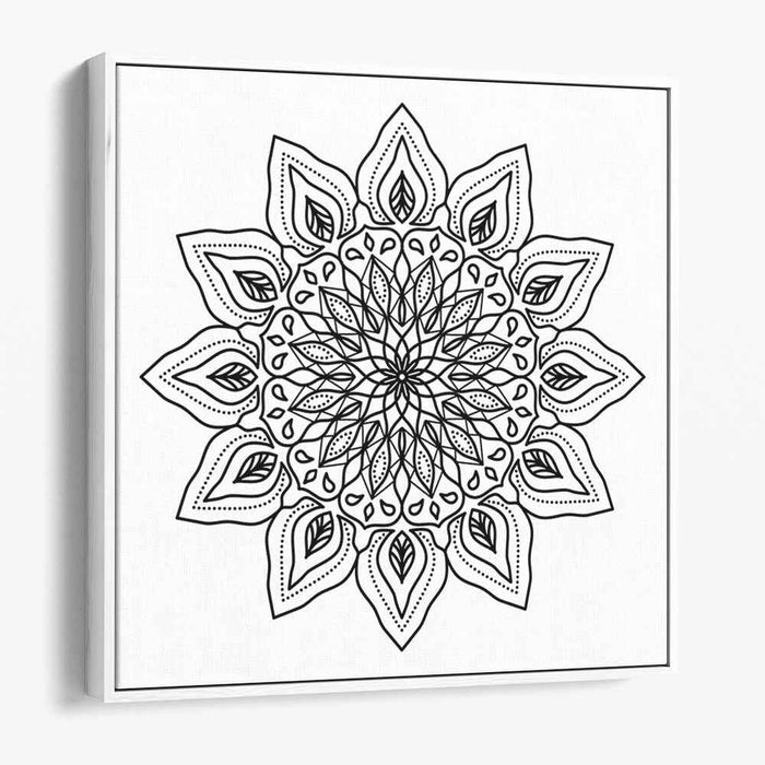 Intricate Black and White Mandala: Symmetrical Serenity Canvas Art Print