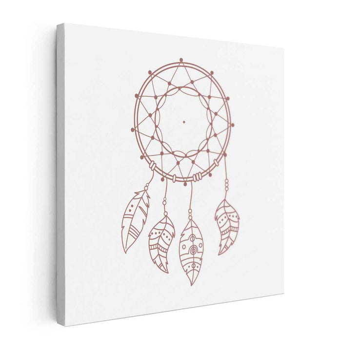 Soul Catcher's Path: Minimalist Dreamcatcher Line Art on Canvas