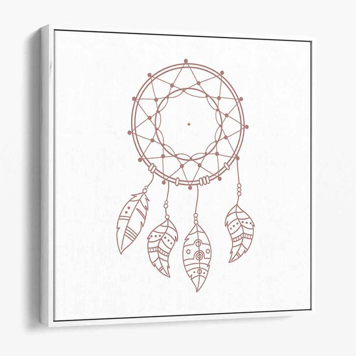 Soul Catcher's Path: Minimalist Dreamcatcher Line Art on Canvas