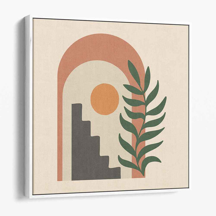 Serenity Steps: Modern Minimalist Sunrise Canvas Art