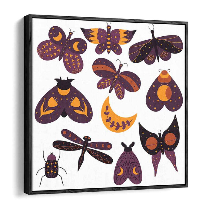 Celestial Insects: Mystical Purple and Golden Artwork Collection