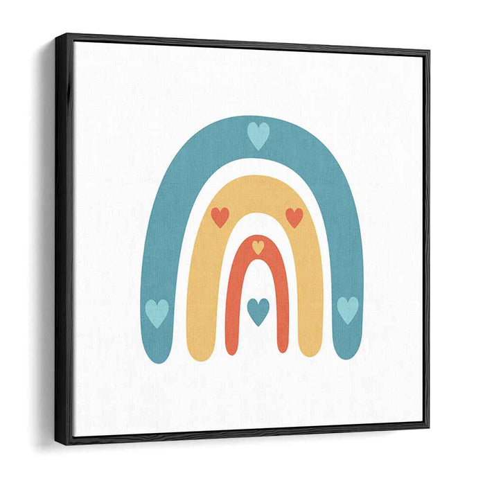 Heartfelt Hues: Charming Rainbow and Hearts Canvas Art