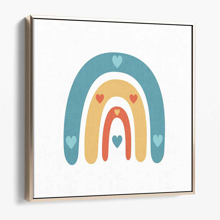 Heartfelt Hues: Charming Rainbow and Hearts Canvas Art