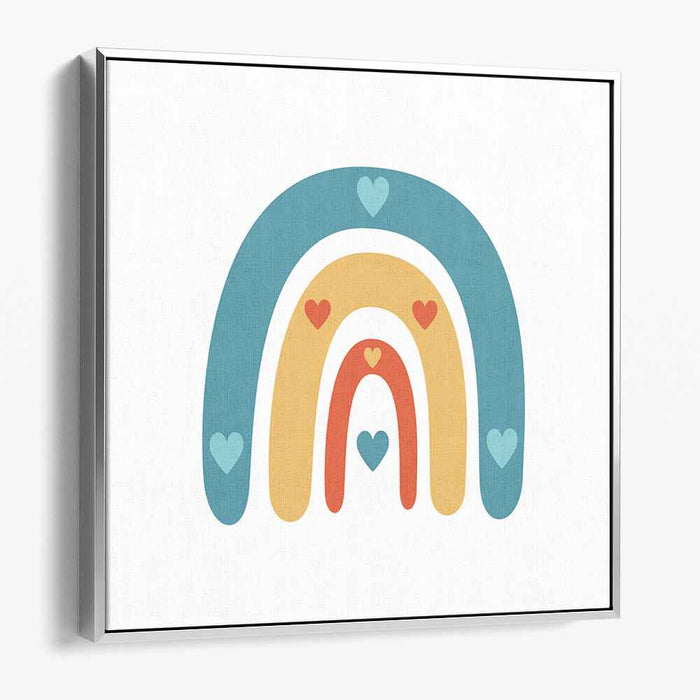 Heartfelt Hues: Charming Rainbow and Hearts Canvas Art