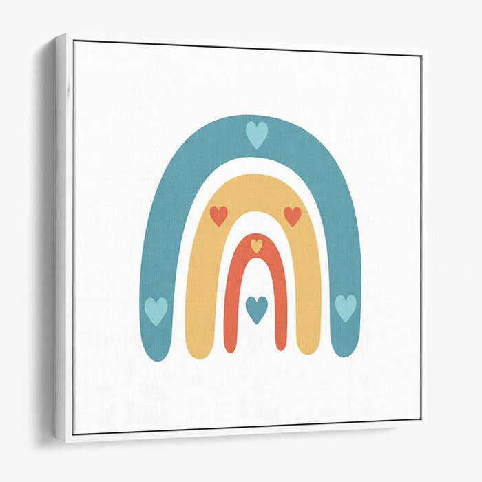 Heartfelt Hues: Charming Rainbow and Hearts Canvas Art