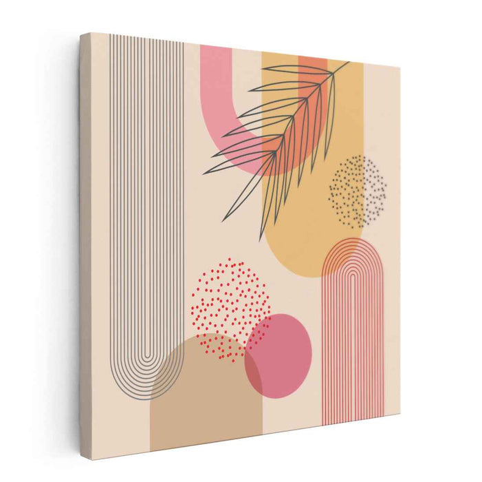 Harmonious Petal Abstraction: Modernist Pastel Geometry with Botanical Accents Art Print