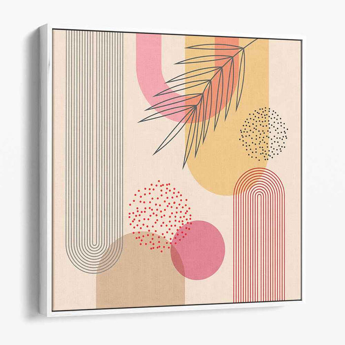 Harmonious Petal Abstraction: Modernist Pastel Geometry with Botanical Accents Art Print