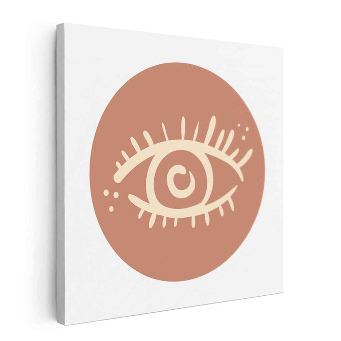 Minimalist Vision: Abstract Eye in Warm Terracotta Circle