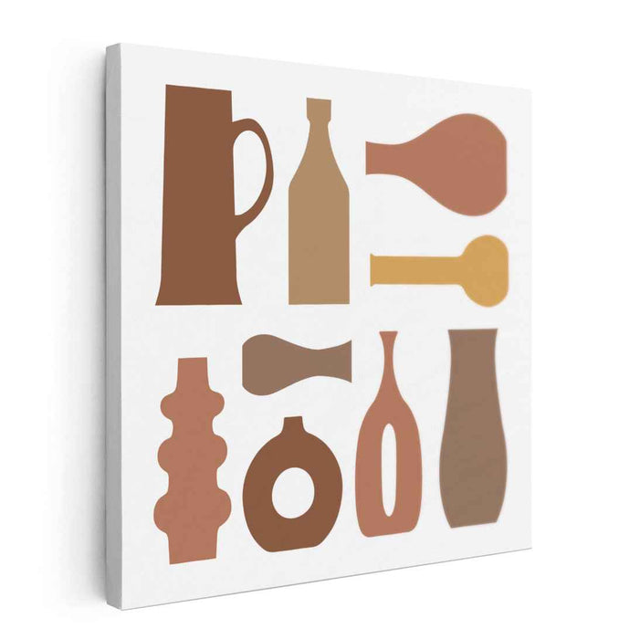 Earthen Hues: Minimalist Vessel Silhouettes in Warm Earth Tones Canvas Art
